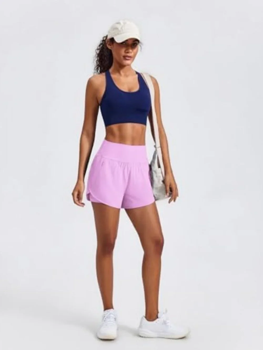 High Waisted 2-in-1 Athletic Running Shorts with 2 Zip Pockets for Women